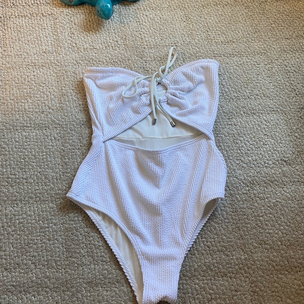White Strapless One-Piece Swimsuit